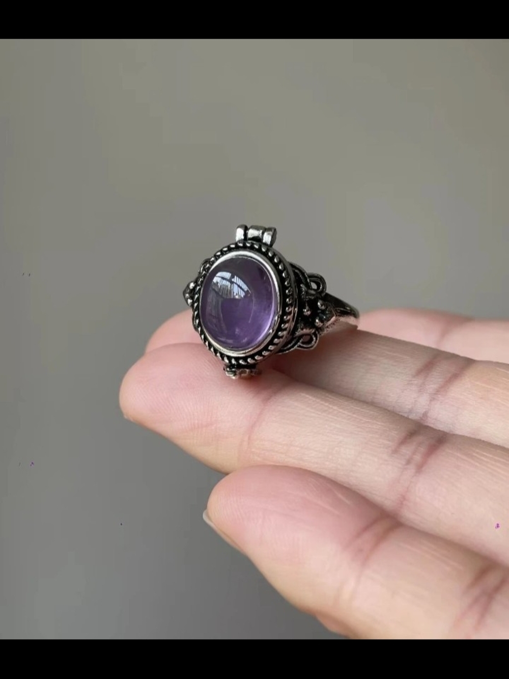 Sterling-Style Silver Ring with Purple Gemstone